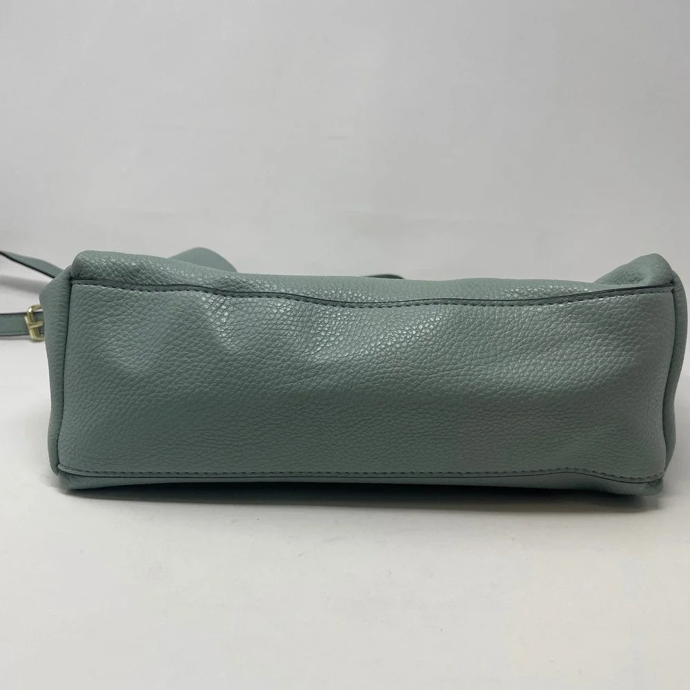 Steve Madden Sage Green Pebbled Faux Leather Satchel Bag Removable Pouch Boho